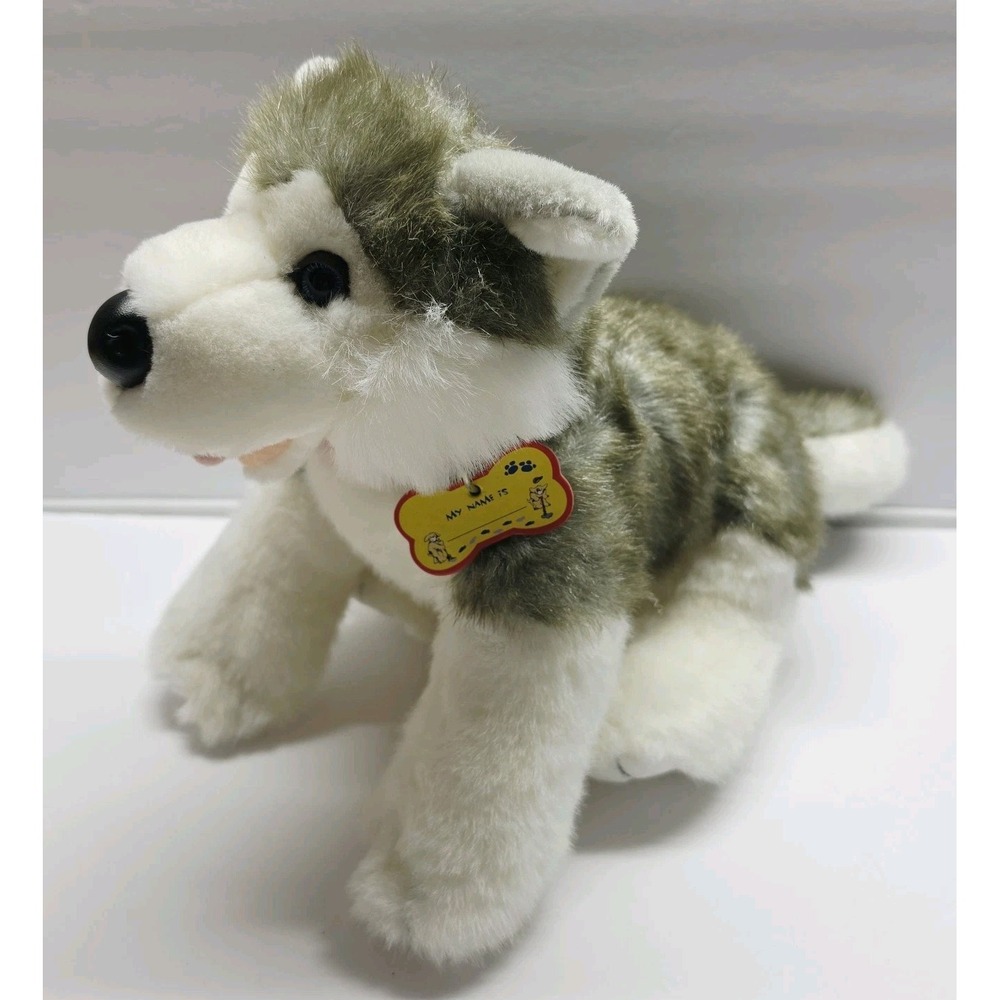 Build A Bear Dog Plush Stuffed 18'' BABW Husky Gray / White Wolf Siberian
